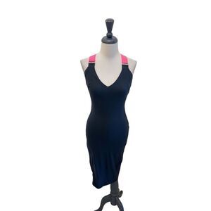 Bebe Women's Sleeveless Criss-Cross Open Back Bodycon Dress Black Pink Size XS